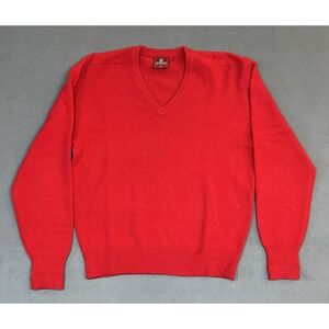 Vintage Nordstrom Sweater Mens Size Medium Red 100% Lambswool Knit Fisherman